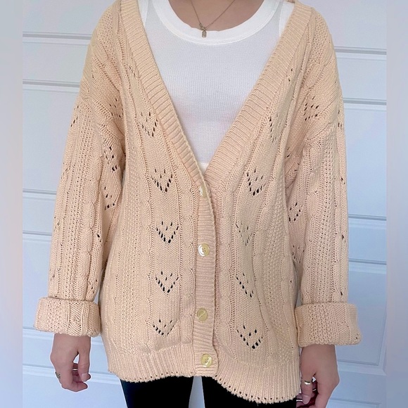 Vintage (Outback Red) Pink 100% Knit Cardigan Size Medium! - Picture 7 of 16